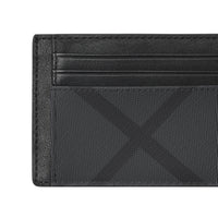 Porte-cartes en tissu London check et cuir - Charcoal & Black