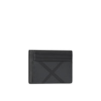 Porte-cartes en tissu London check et cuir - Charcoal & Black
