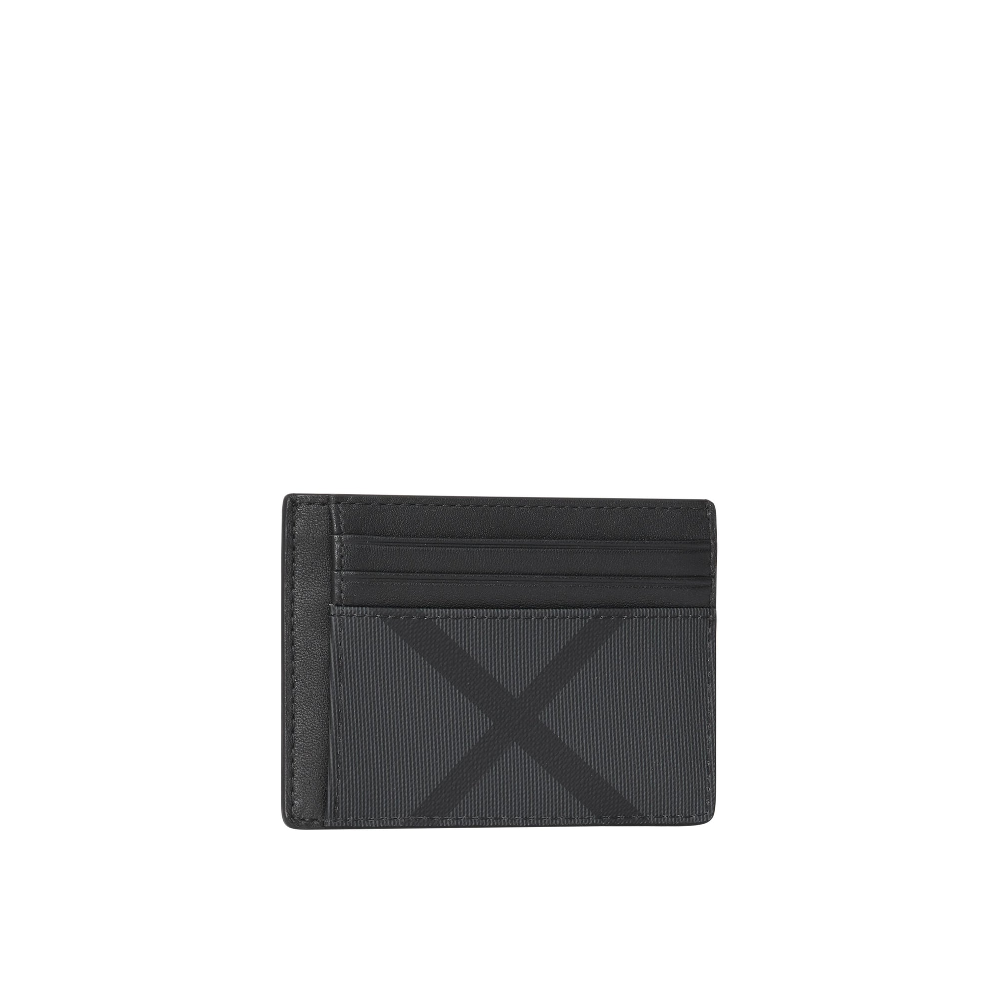 Porte-cartes en tissu London check et cuir - Charcoal & Black