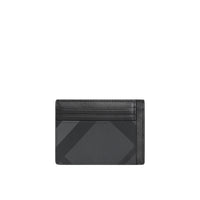 Porte-cartes en tissu London check et cuir - Charcoal & Black