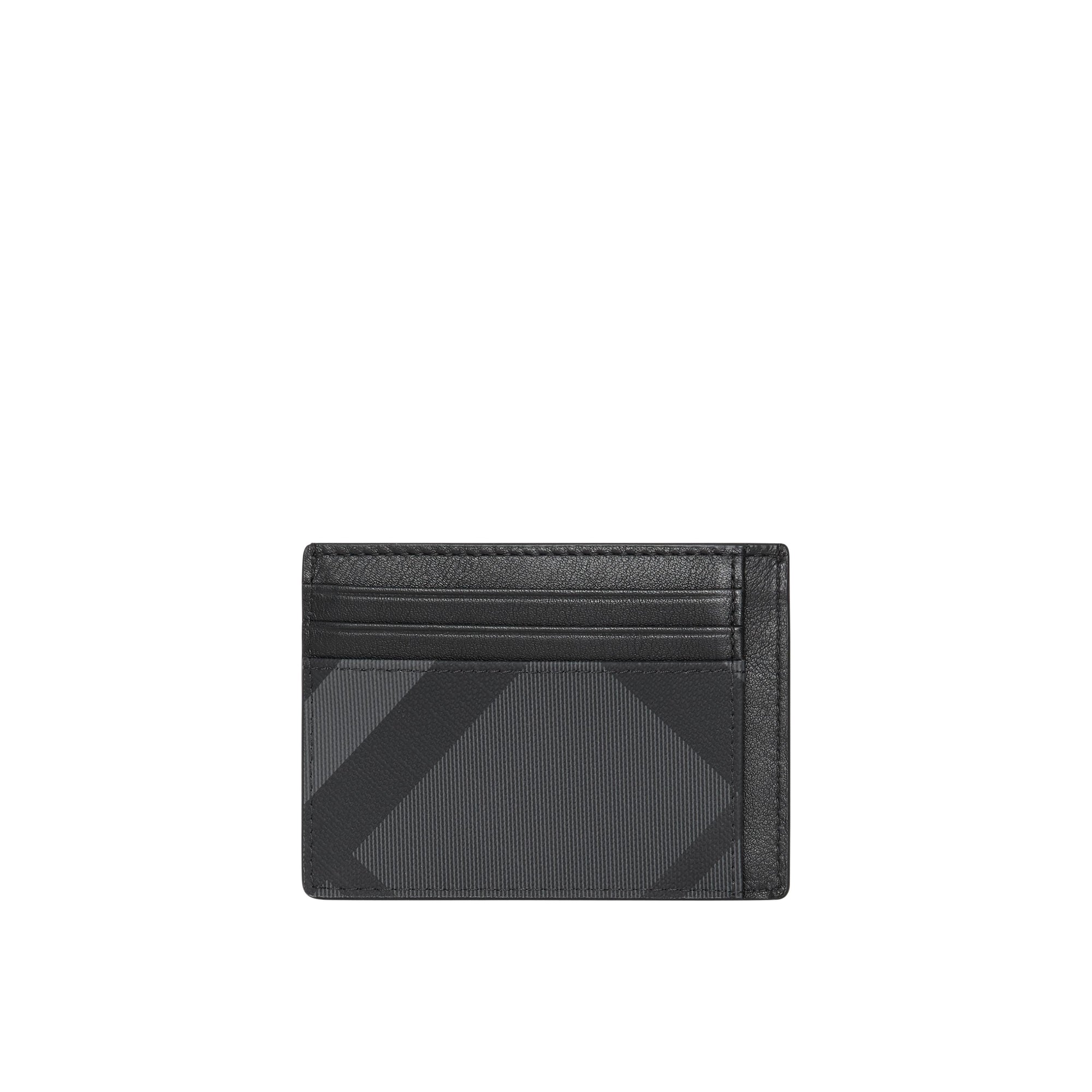 Porte-cartes en tissu London check et cuir - Charcoal & Black