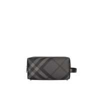 Pochette en cuir à motif London check - Charcoal & Black