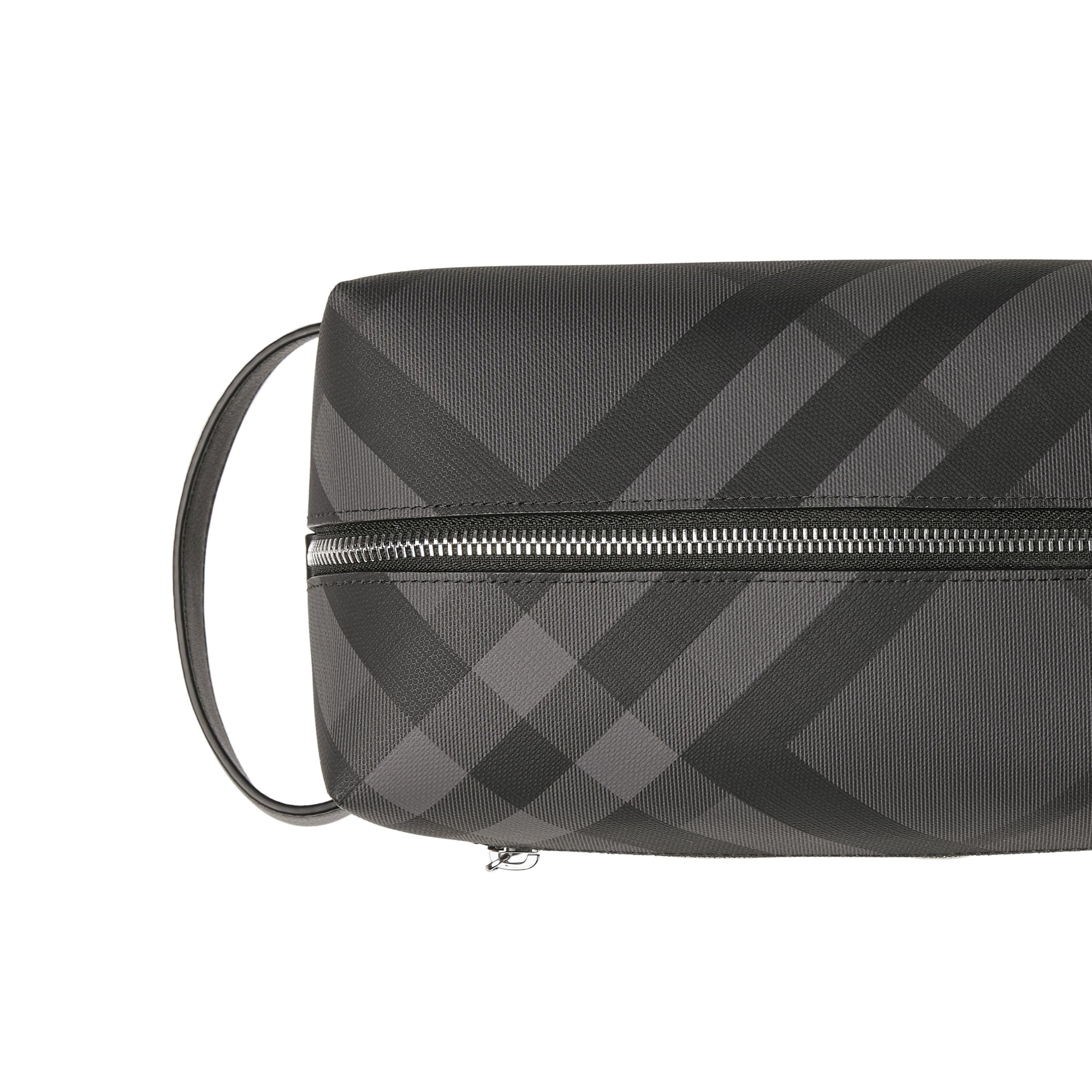 Pochette en cuir à motif London check - Charcoal & Black