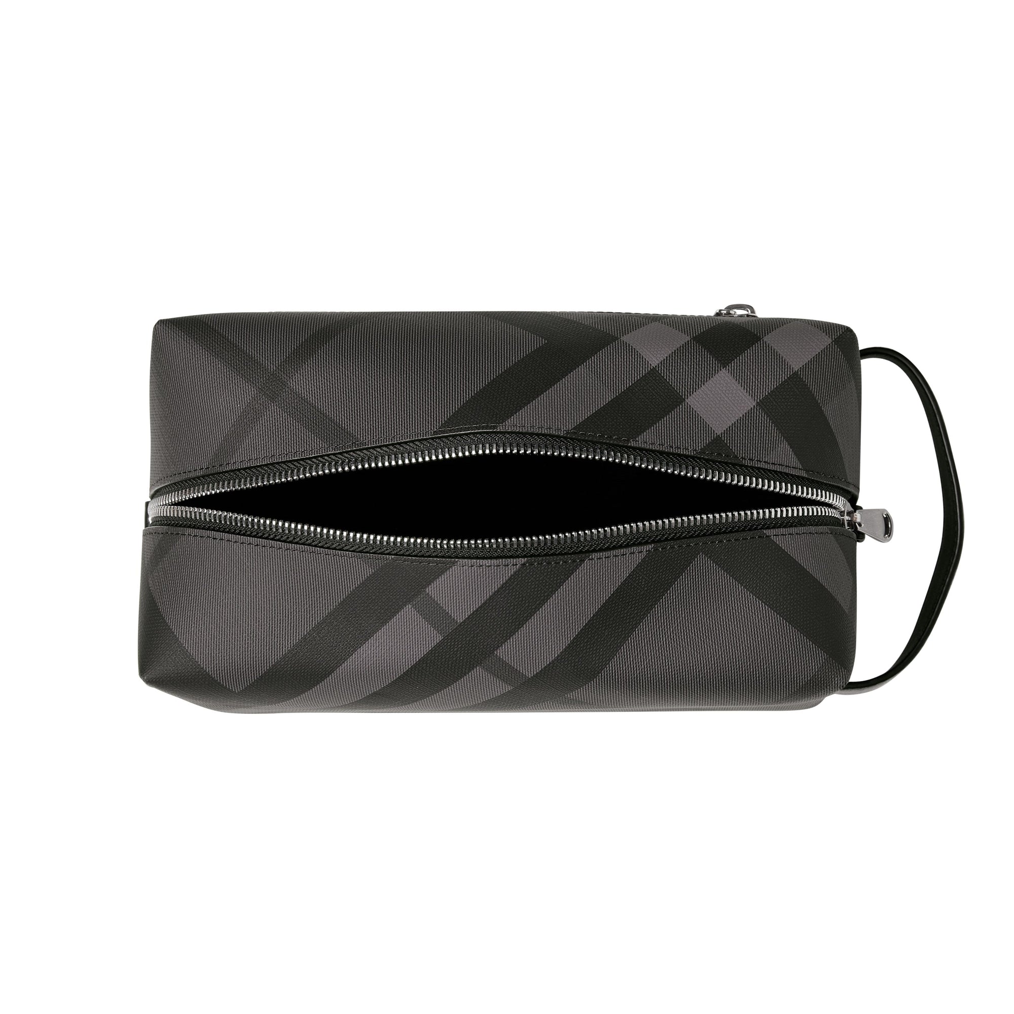 Pochette en cuir à motif London check - Charcoal & Black