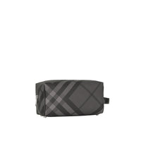 Pochette en cuir à motif London check - Charcoal & Black