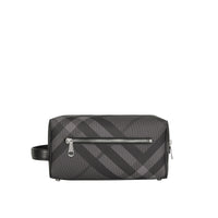 Pochette en cuir à motif London check - Charcoal & Black