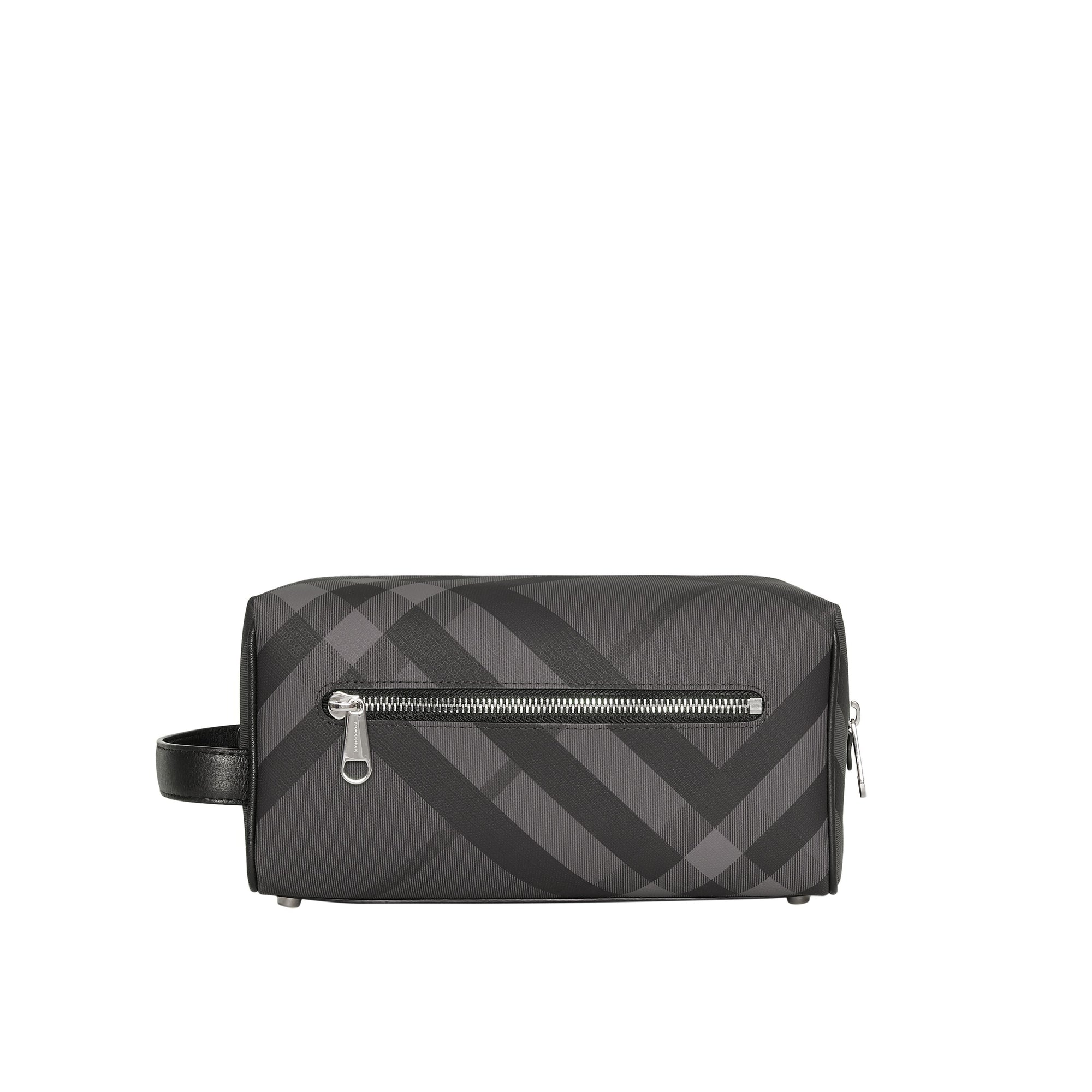 Pochette en cuir à motif London check - Charcoal & Black