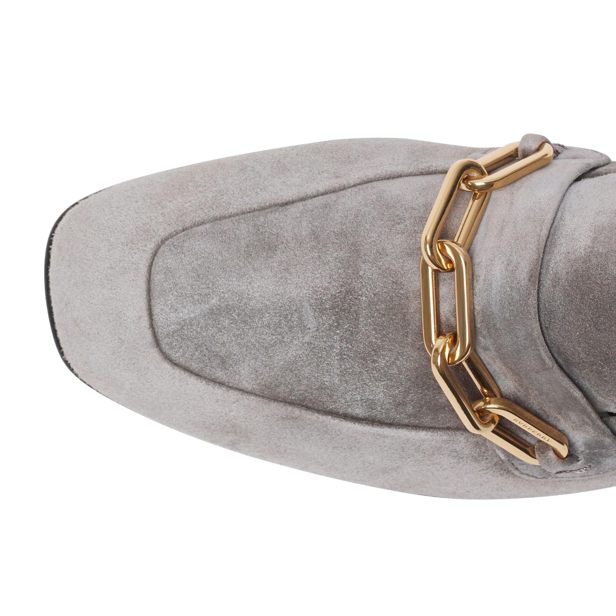 Mocassins en cuir velours à chaîne - Smokey Grey