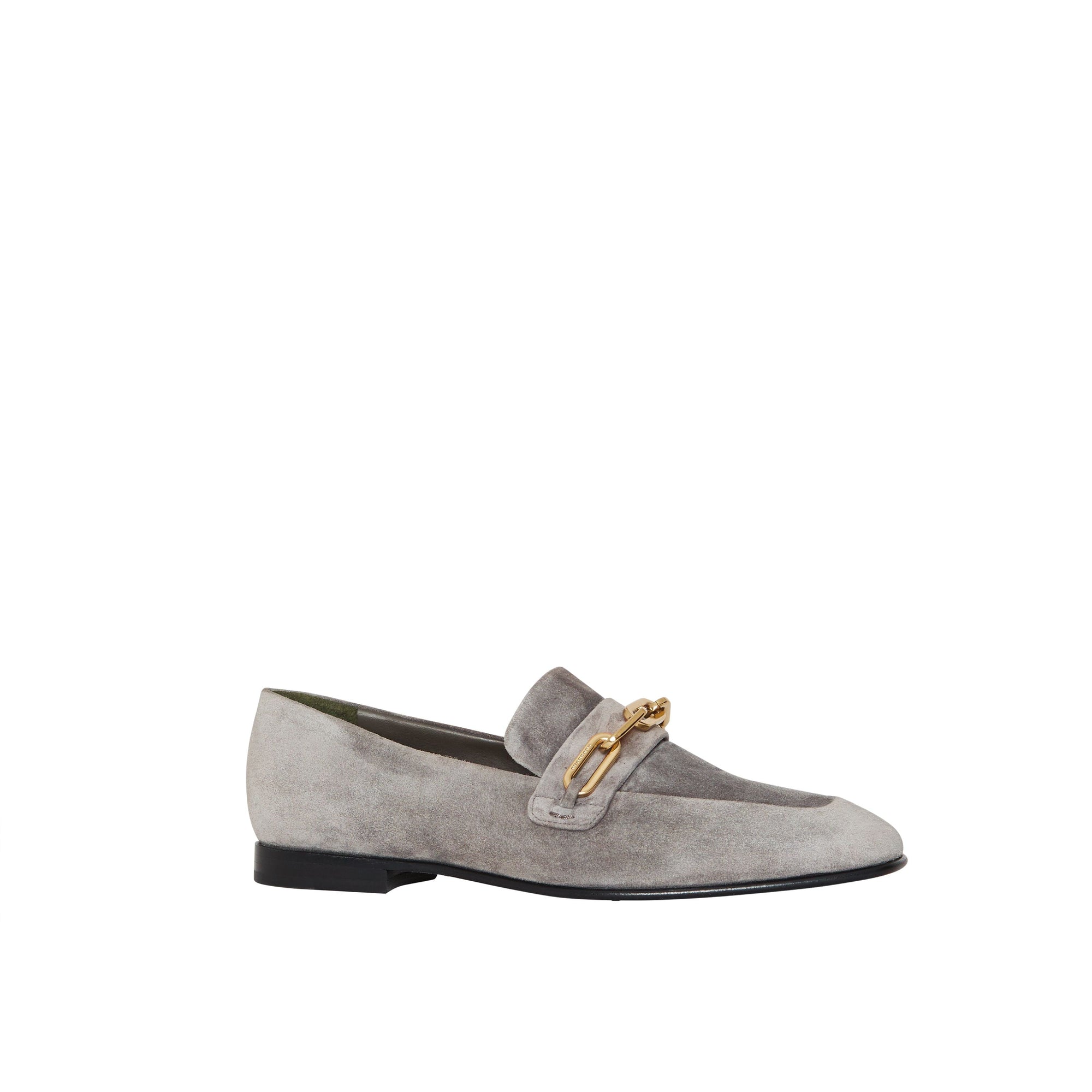 Mocassins en cuir velours à chaîne - Smokey Grey