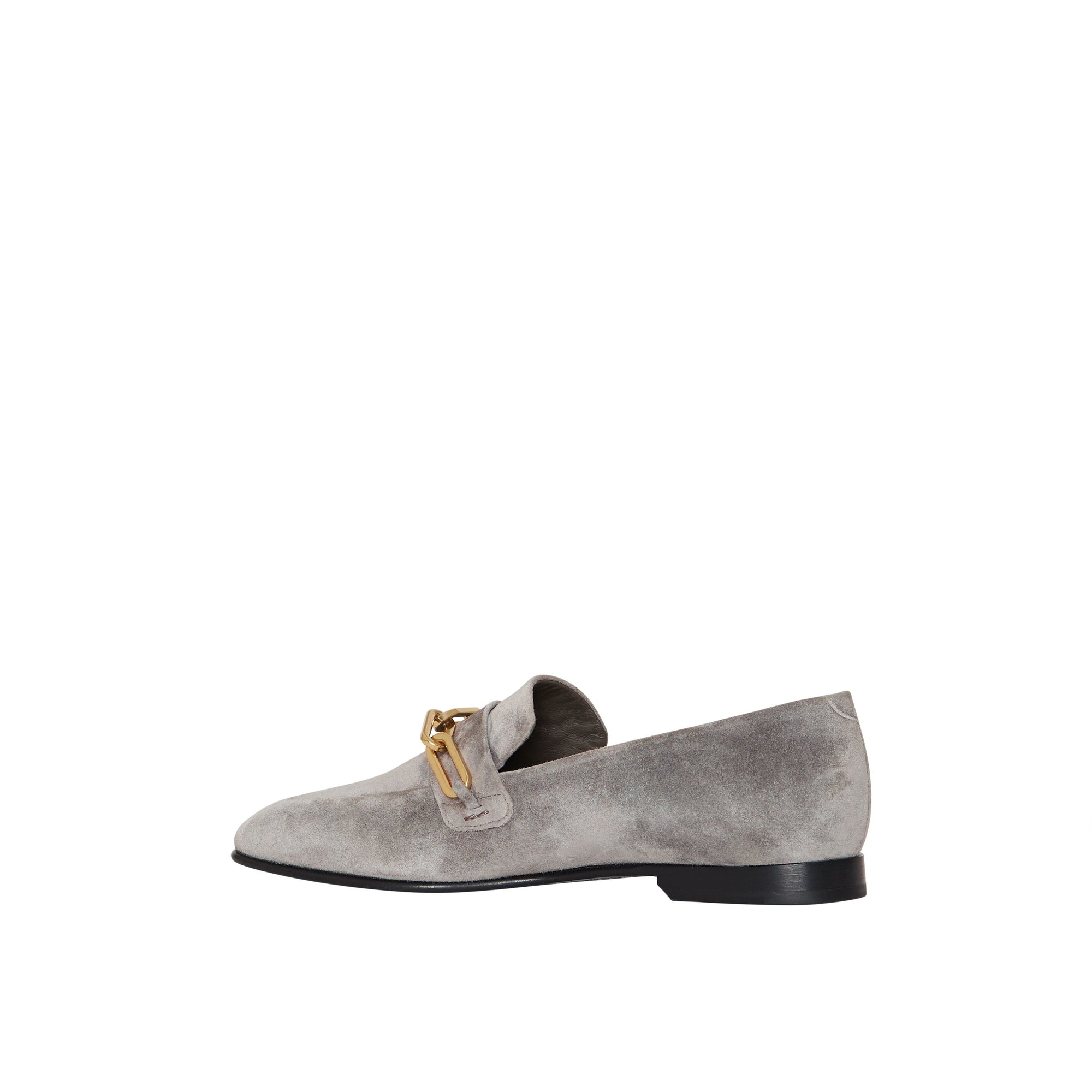 Mocassins en cuir velours à chaîne - Smokey Grey