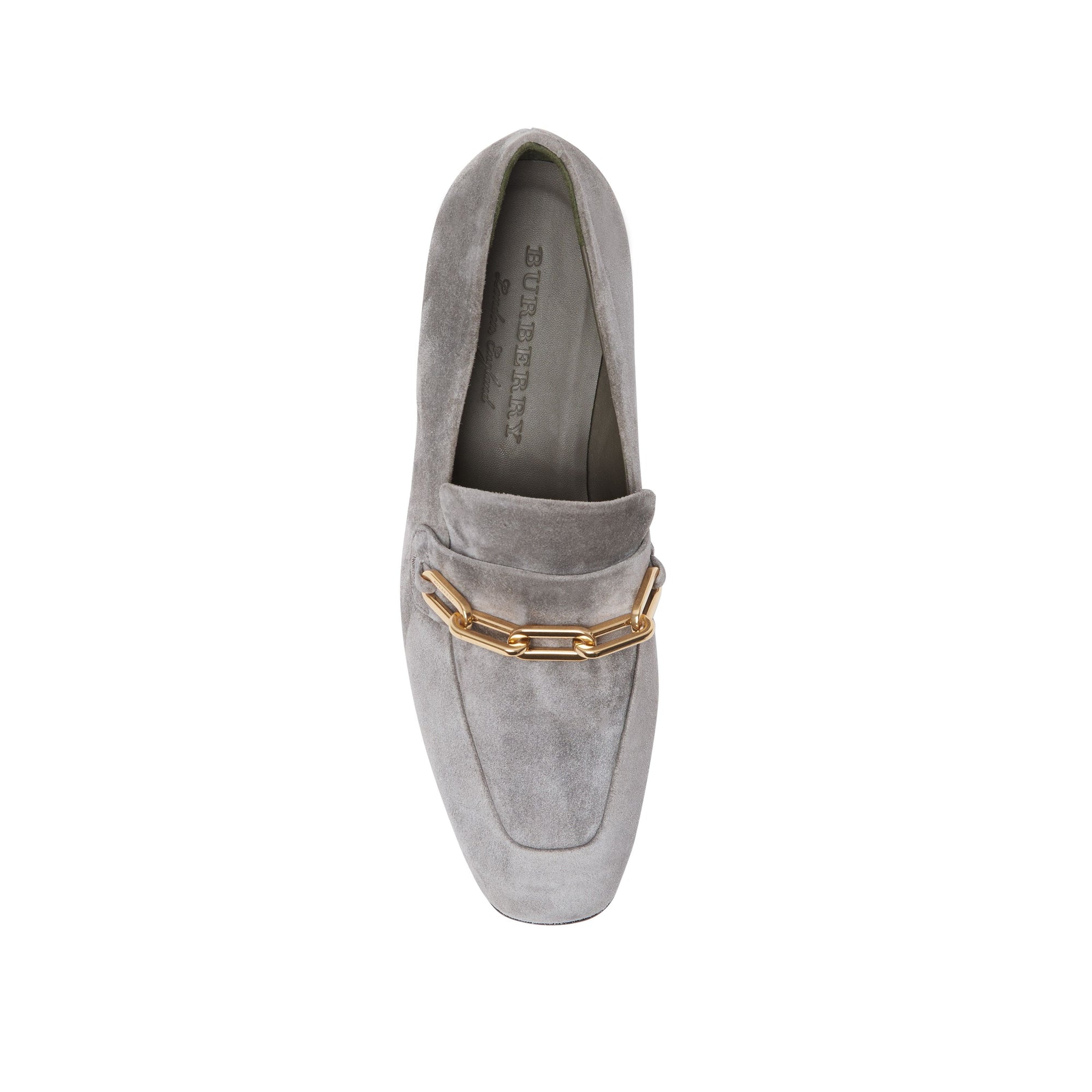 Mocassins en cuir velours à chaîne - Smokey Grey