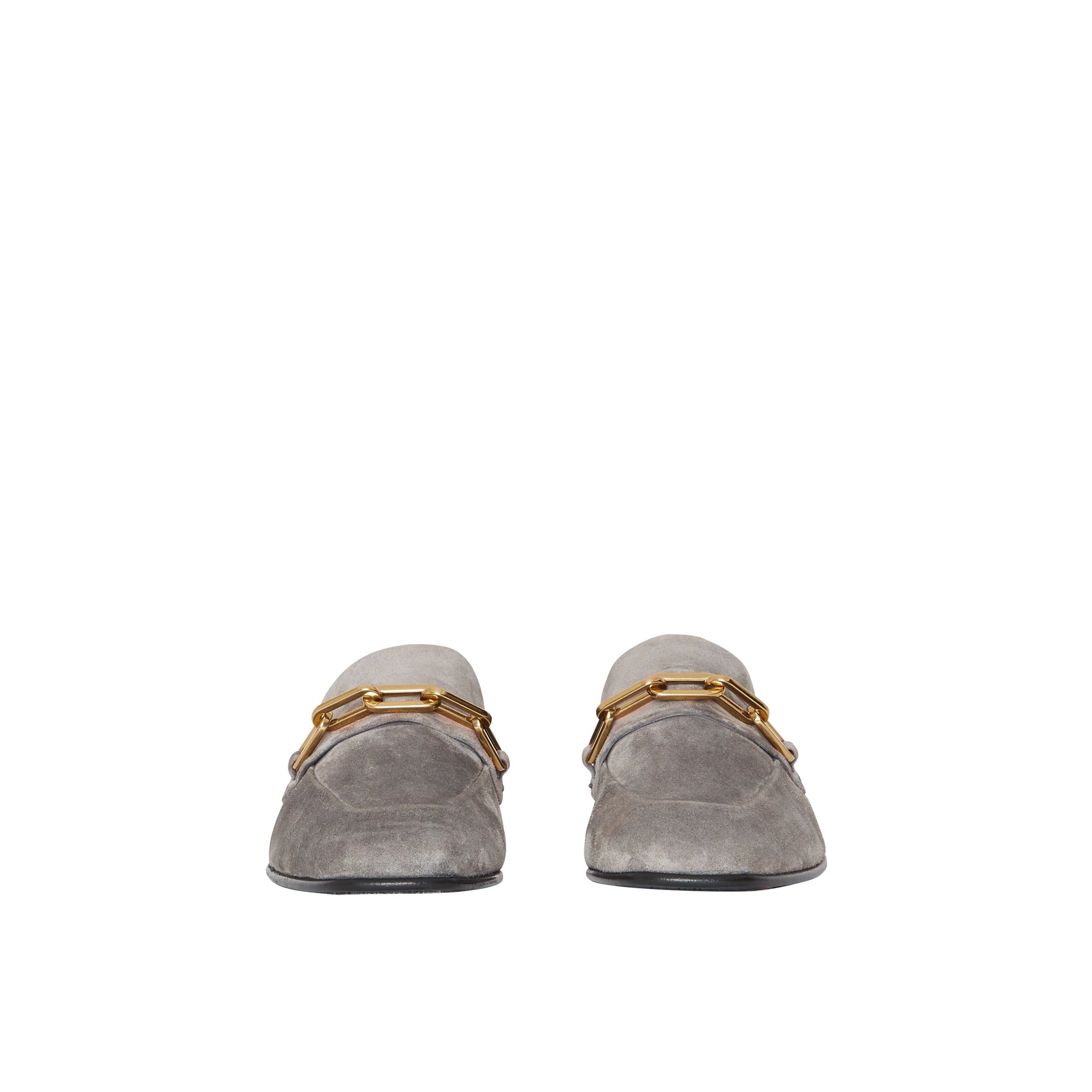 Mocassins en cuir velours à chaîne - Smokey Grey