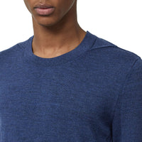 Pull en laine mérinos à détails en maille côtelée - Storm Blue