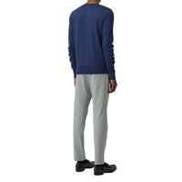 Pull en laine mérinos à détails en maille côtelée - Storm Blue