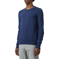 Pull en laine mérinos à détails en maille côtelée - Storm Blue