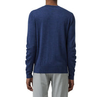 Pull en laine mérinos à détails en maille côtelée - Storm Blue