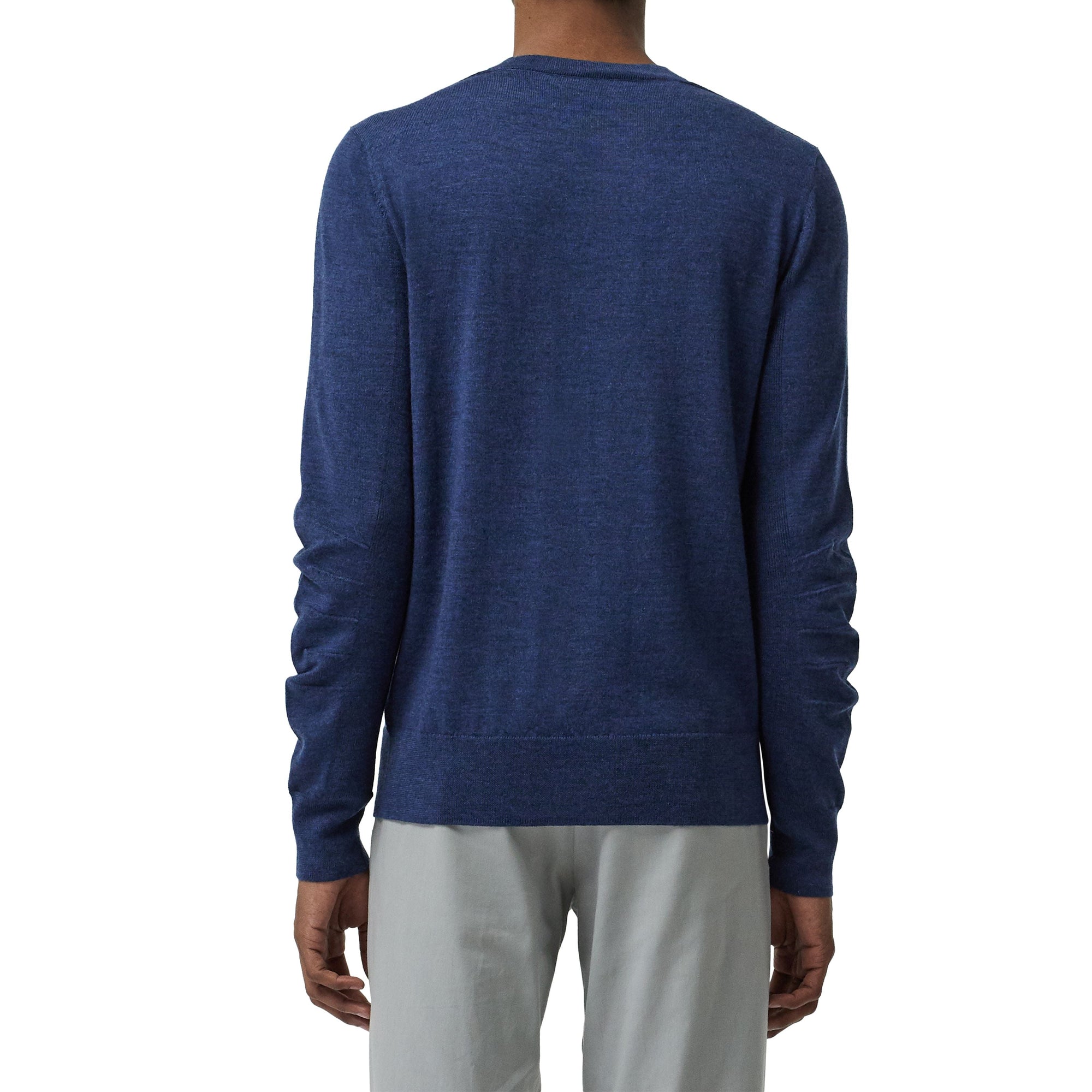 Pull en laine mérinos à détails en maille côtelée - Storm Blue