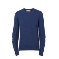 Pull en laine mérinos à détails en maille côtelée - Storm Blue