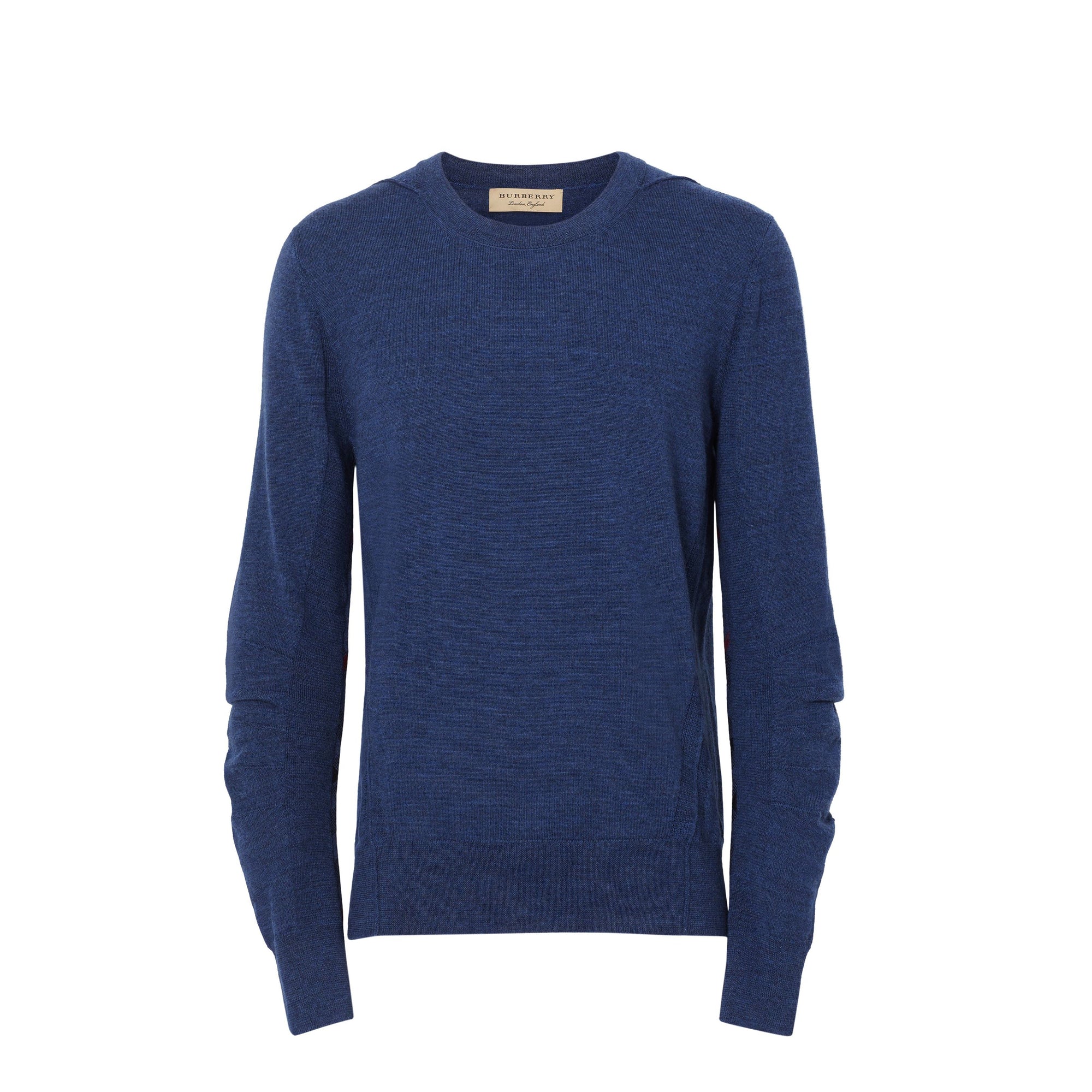 Pull en laine mérinos à détails en maille côtelée - Storm Blue