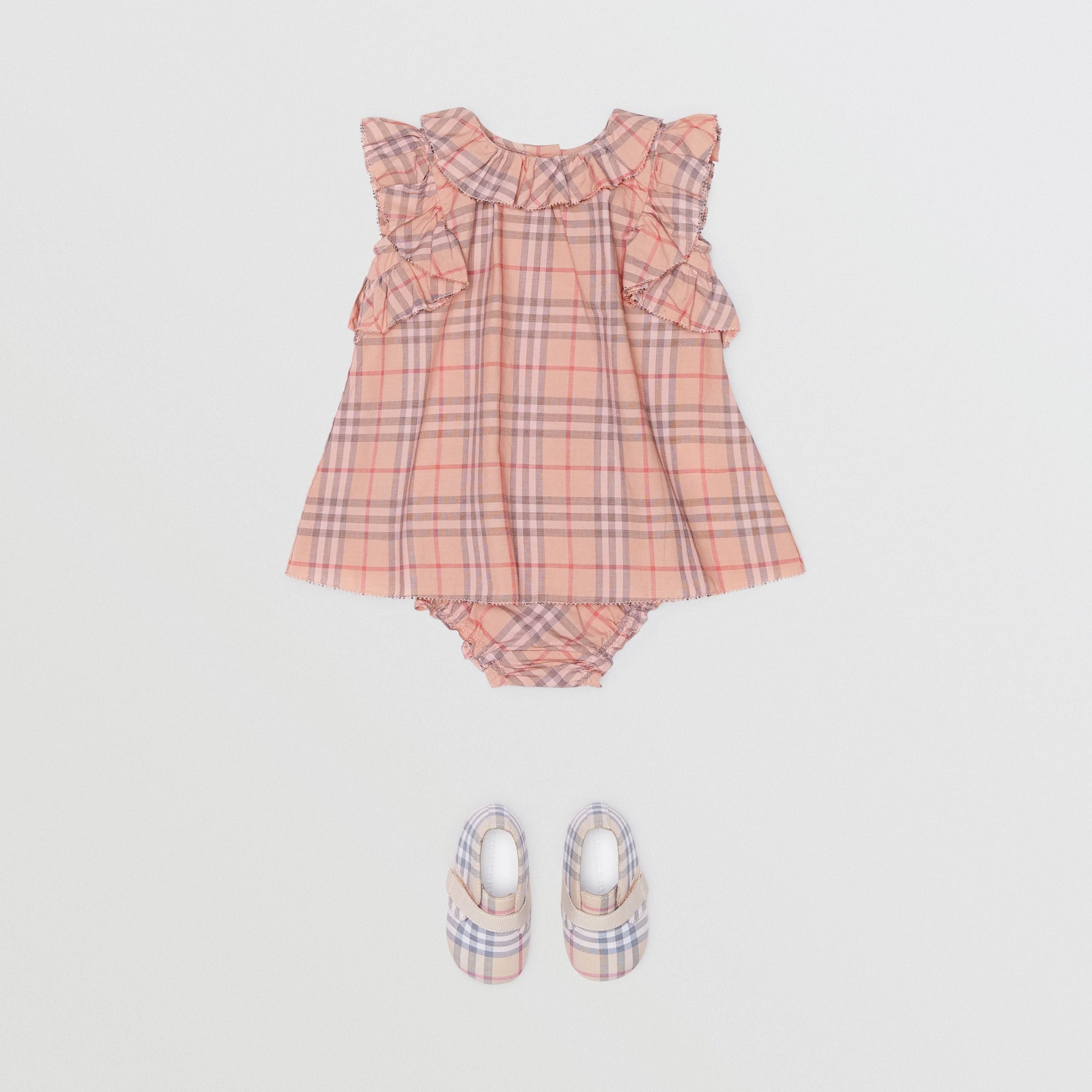 Robe et bloomer en coton à motif check - Light Rose