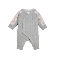 Combinaison matelassée en coton avec motif Check - Grey Melange