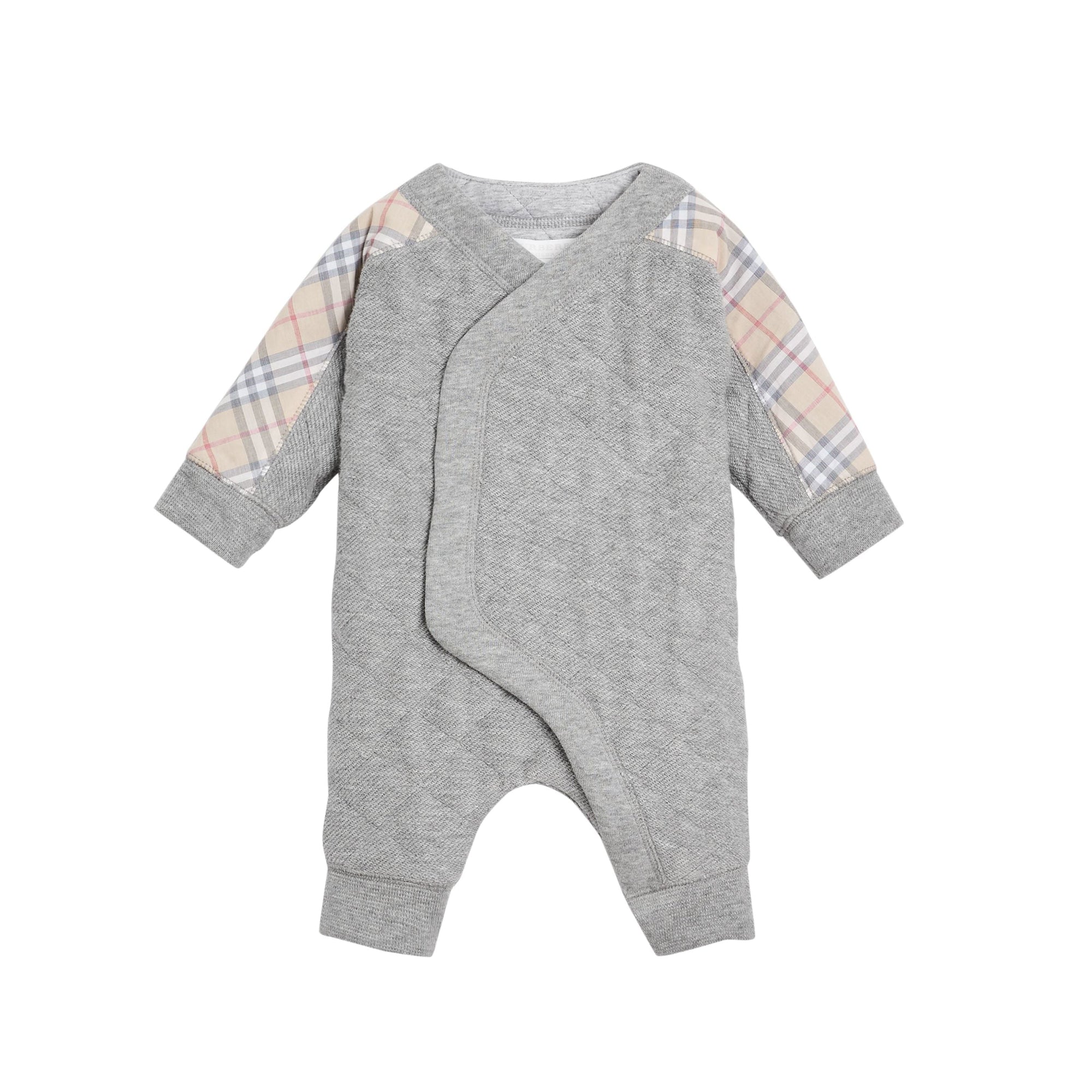 Combinaison matelassée en coton avec motif Check - Grey Melange