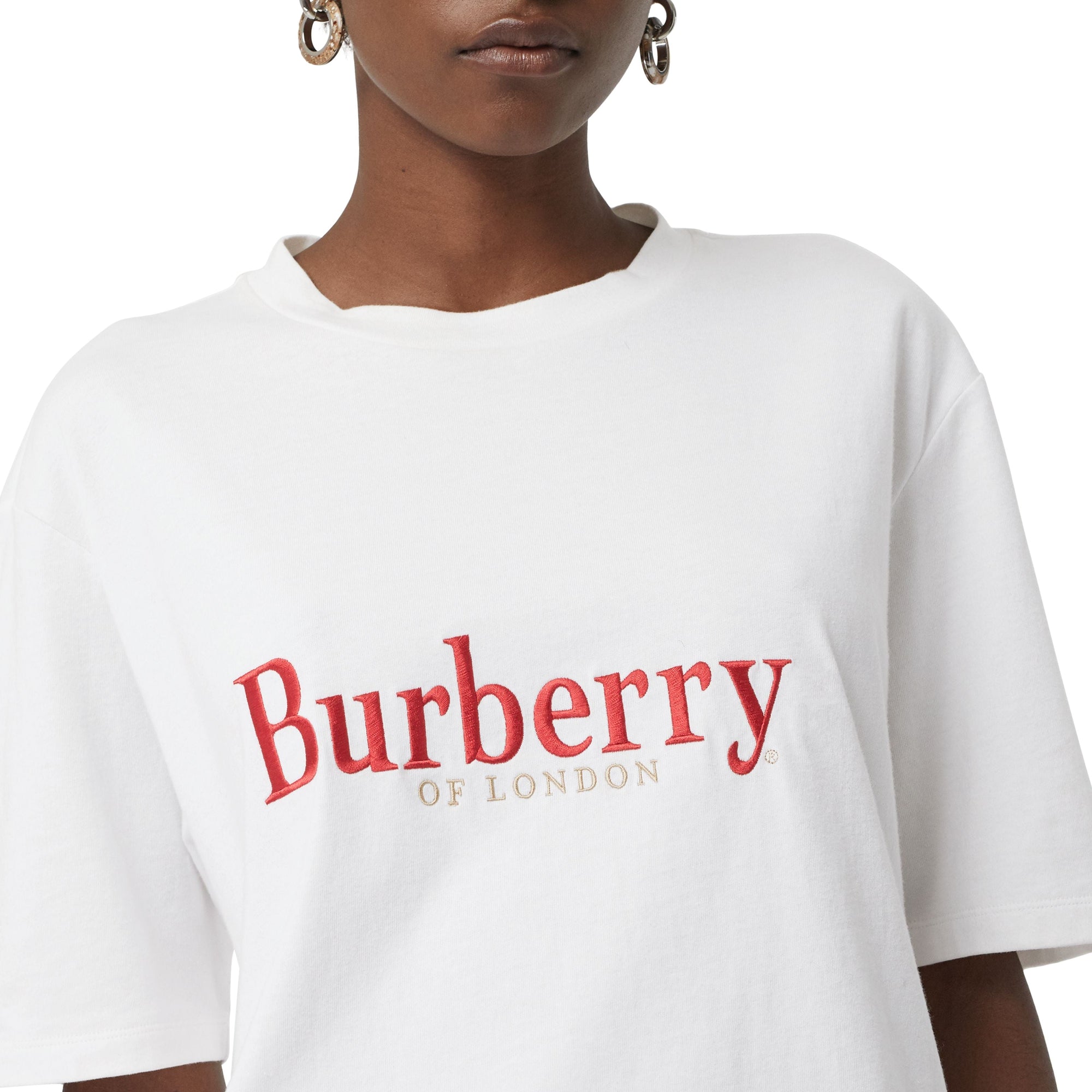 T-shirt en coton à logo d'archive brodé - White & Red