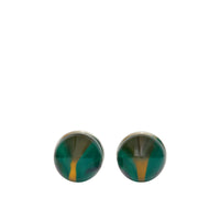 Boutons de manchette ronds en laiton et marbre - Silver & Green