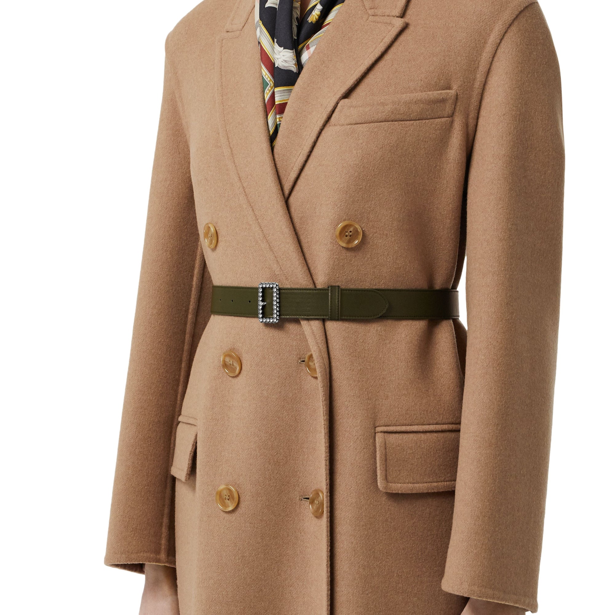 Ceinture en cuir à boucle et cristaux - Dark Olive