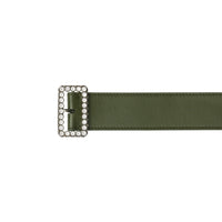 Ceinture en cuir à boucle et cristaux - Dark Olive