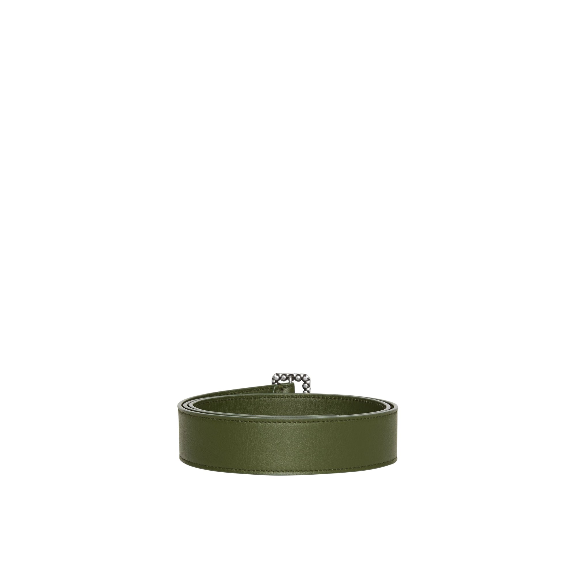 Ceinture en cuir à boucle et cristaux - Dark Olive