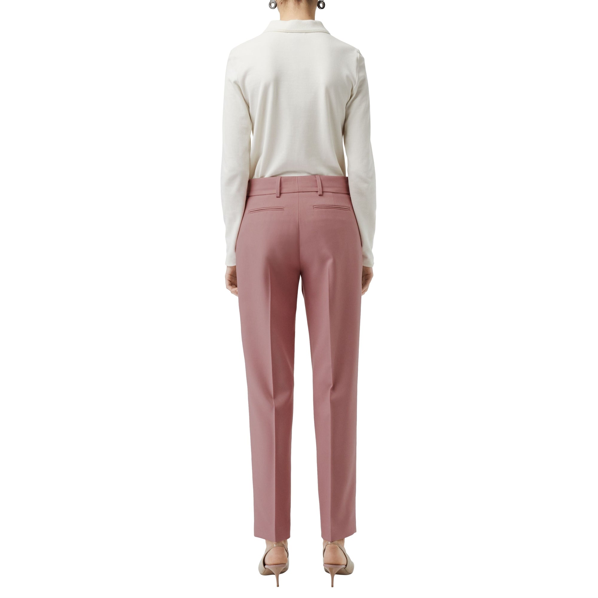 Pantalon tailleur droit en laine mélangée - Chalk Pink
