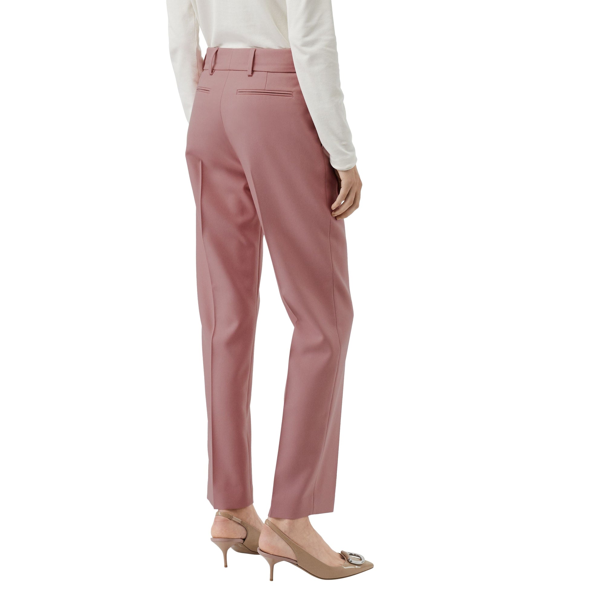 Pantalon tailleur droit en laine mélangée - Chalk Pink