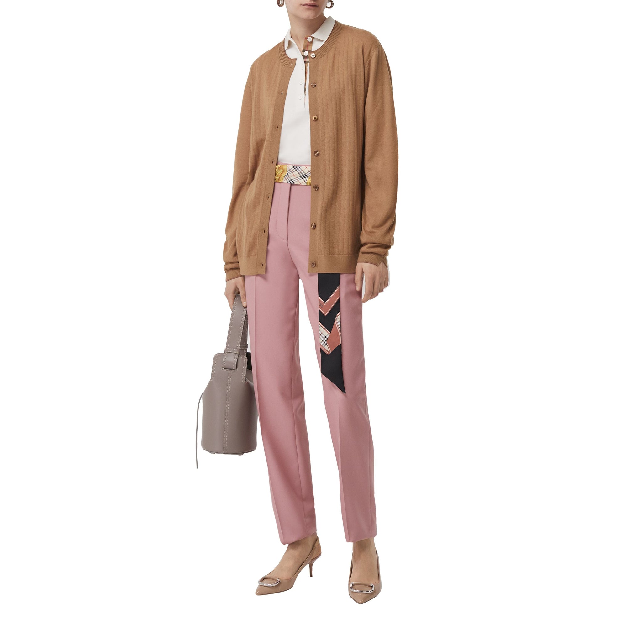 Pantalon tailleur droit en laine mélangée - Chalk Pink