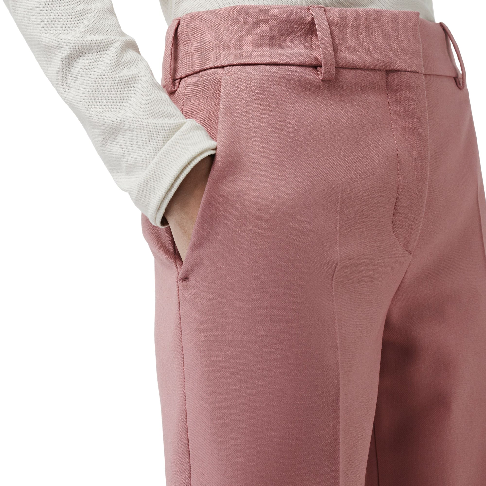 Pantalon tailleur droit en laine mélangée - Chalk Pink