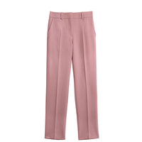 Pantalon tailleur droit en laine mélangée - Chalk Pink