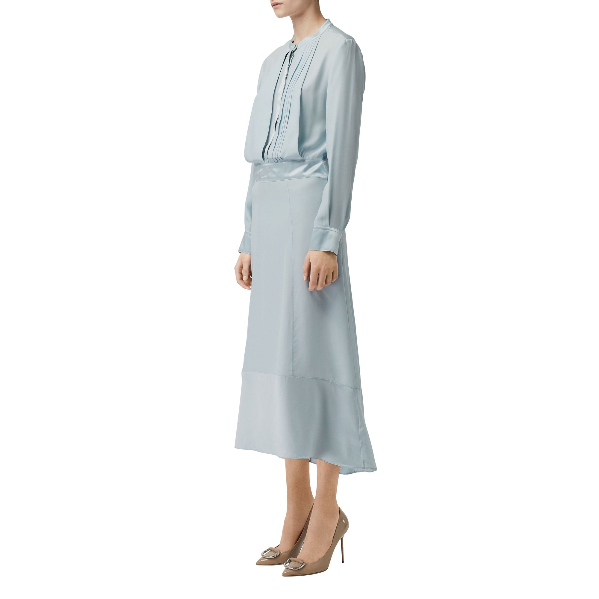 Robe chemise en satin de soie - Pale Blue