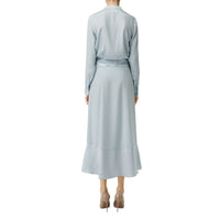 Robe chemise en satin de soie - Pale Blue