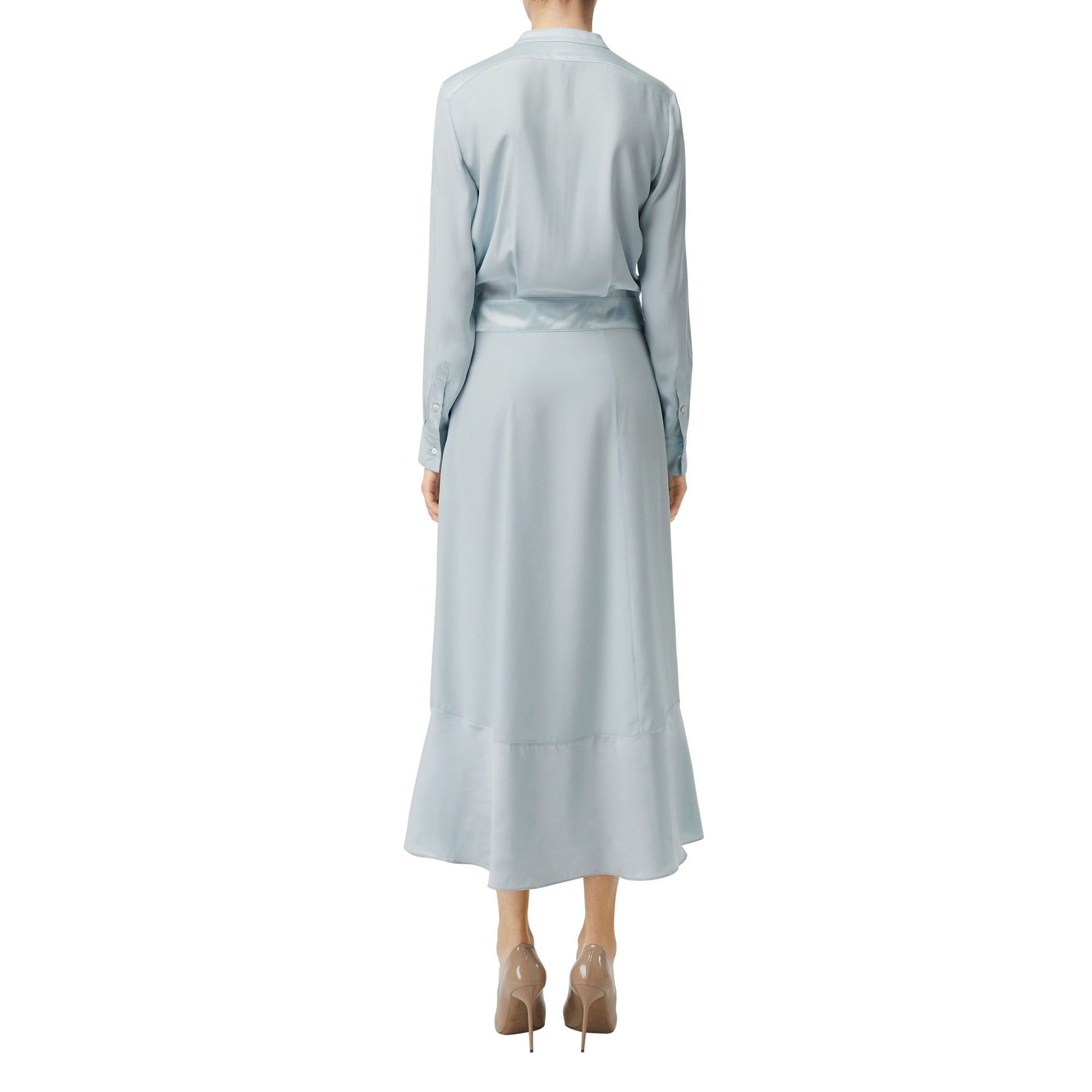 Robe chemise en satin de soie - Pale Blue