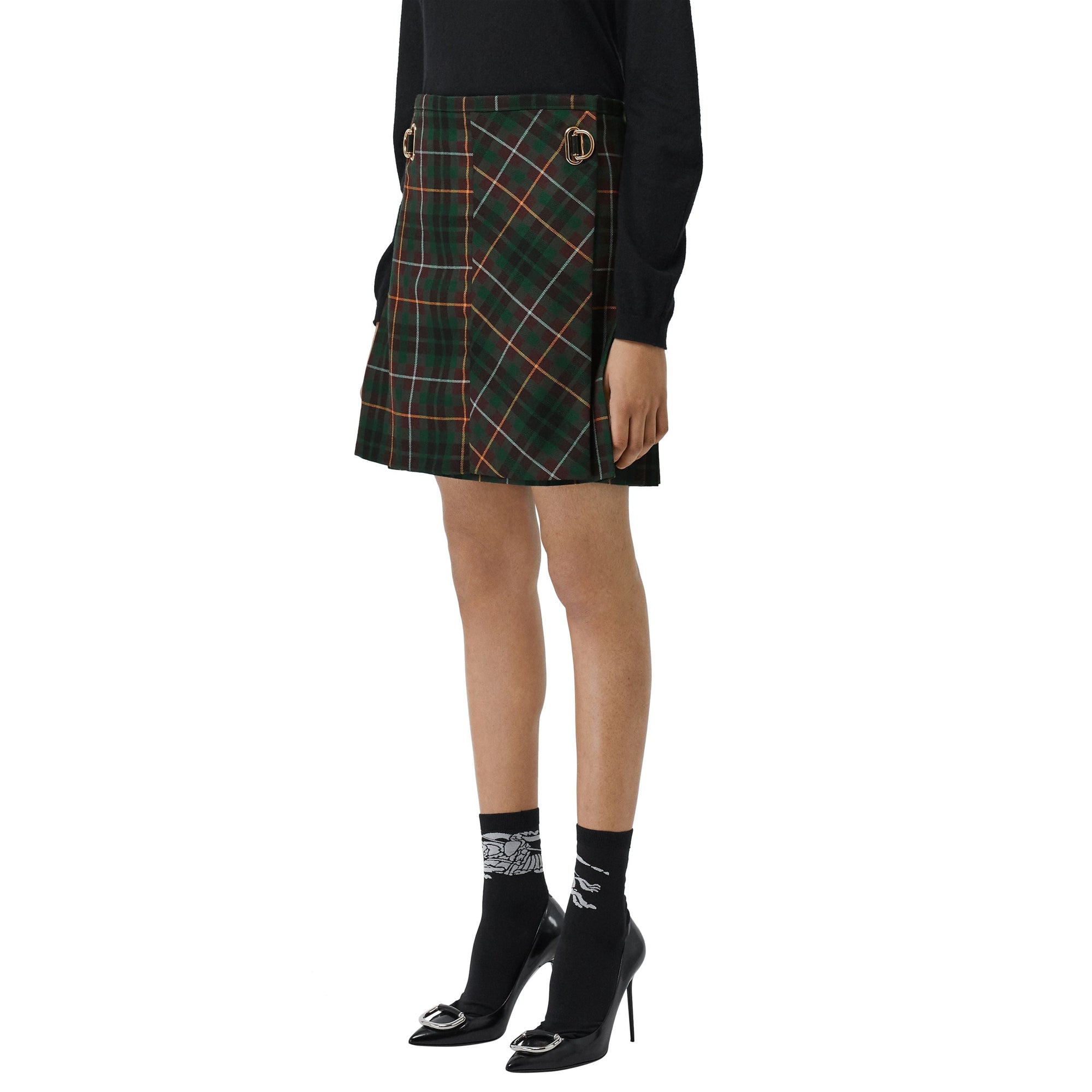 Mini kilt en laine tartan - Pine Green Check