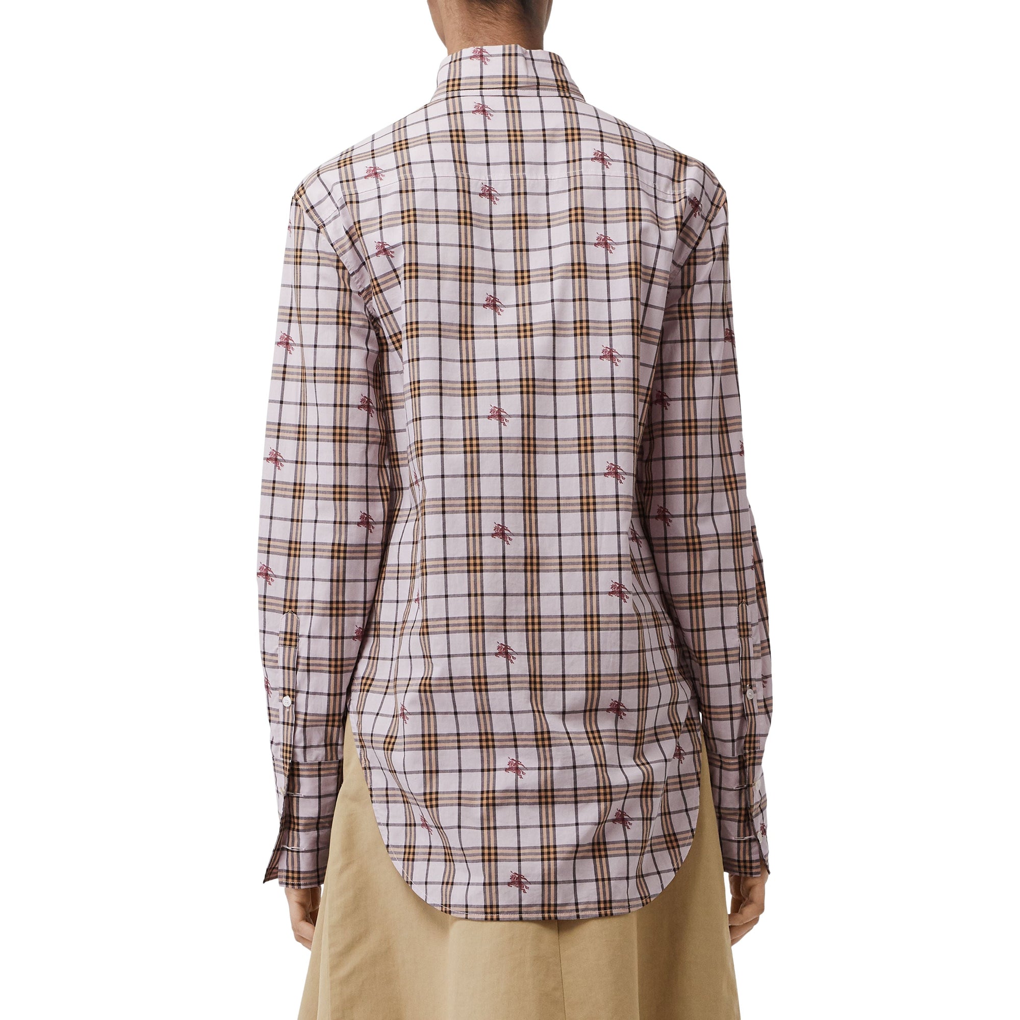 Chemise en coton à motif check et fil coupé - Alabaster Pink