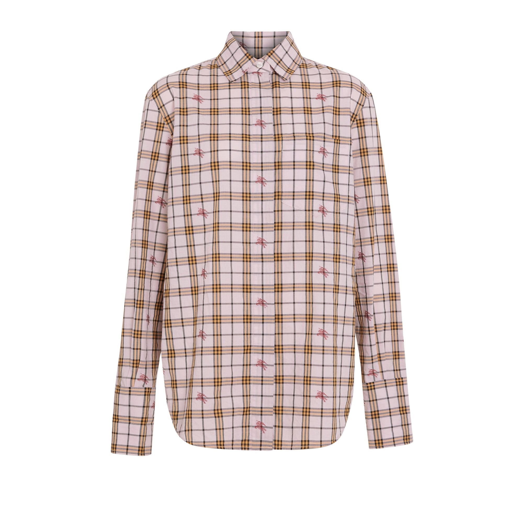 Chemise en coton à motif check et fil coupé - Alabaster Pink