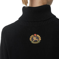 Pull à col roulé en cachemire et écusson brodé - Black