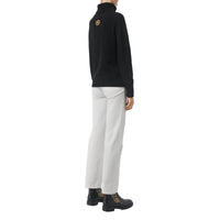 Pull à col roulé en cachemire et écusson brodé - Black