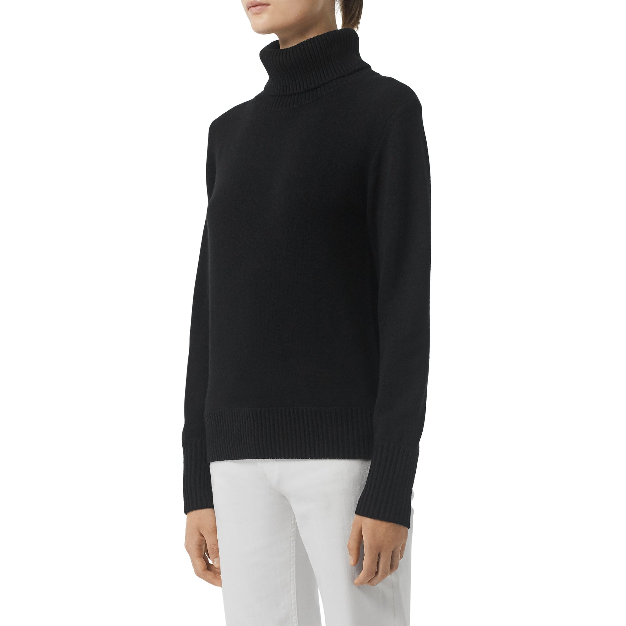Pull à col roulé en cachemire et écusson brodé - Black