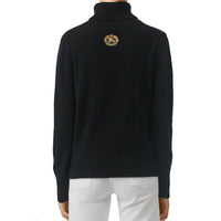 Pull à col roulé en cachemire et écusson brodé - Black