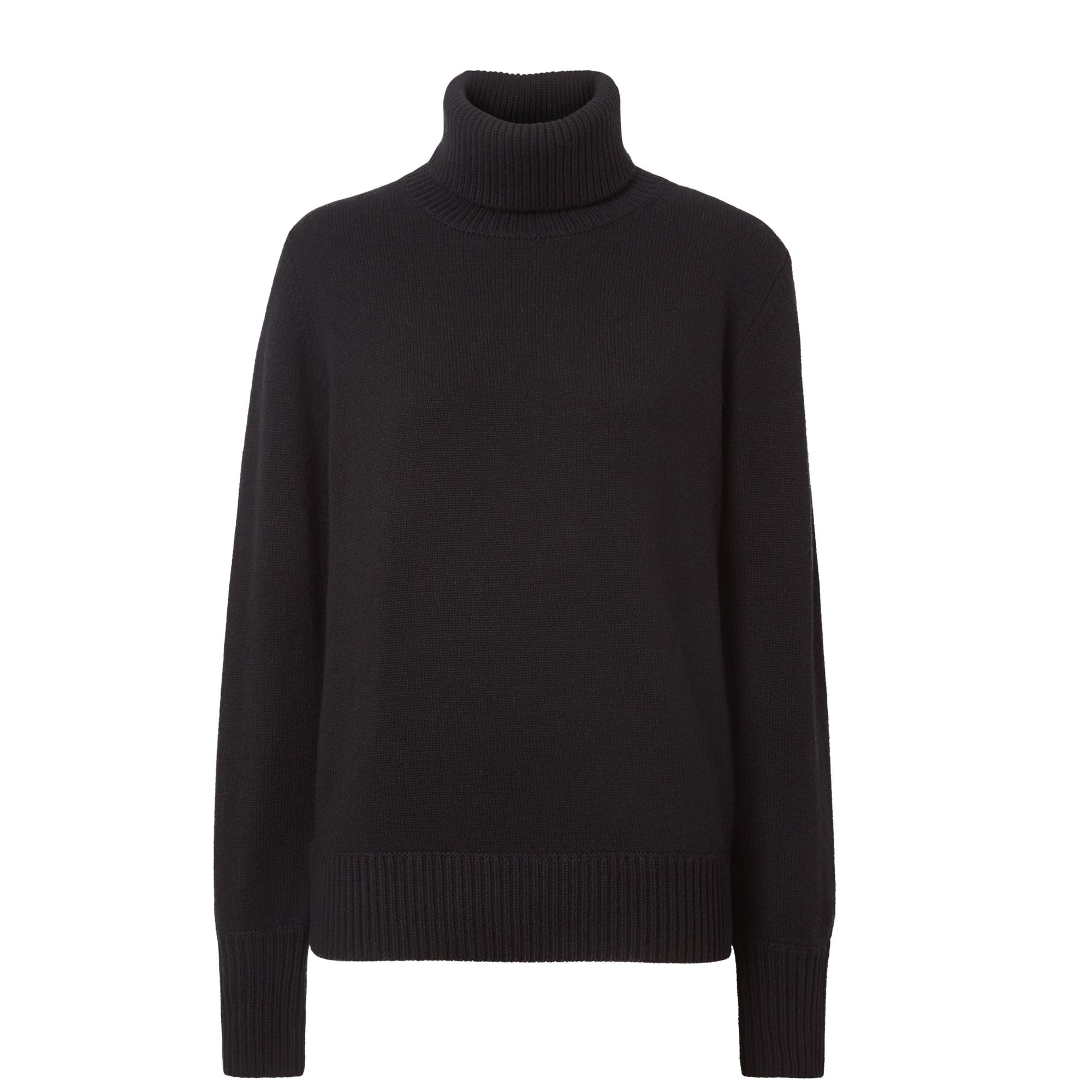 Pull à col roulé en cachemire et écusson brodé - Black
