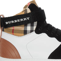 Sneakers montantes en cuir et cuir velours - Camel