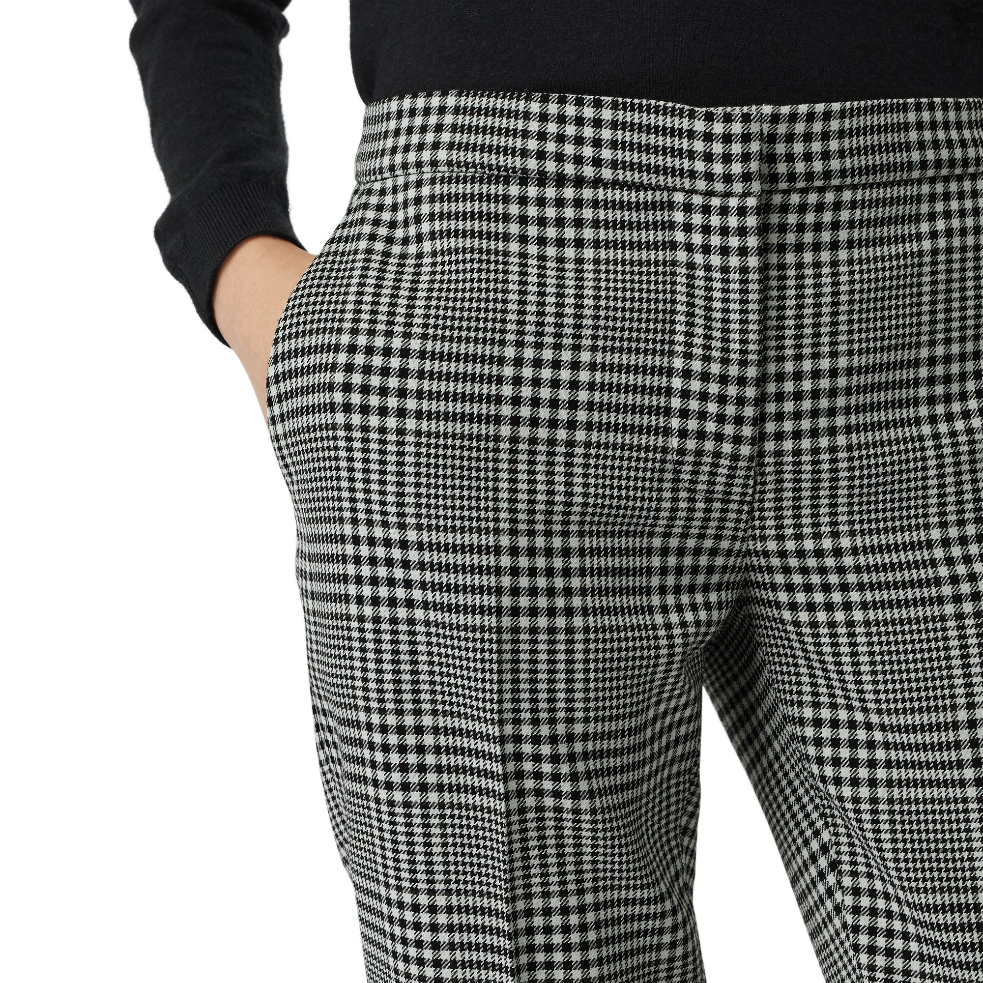 Pantalon droit en laine à motif check Prince de Galles - Mist Green Check