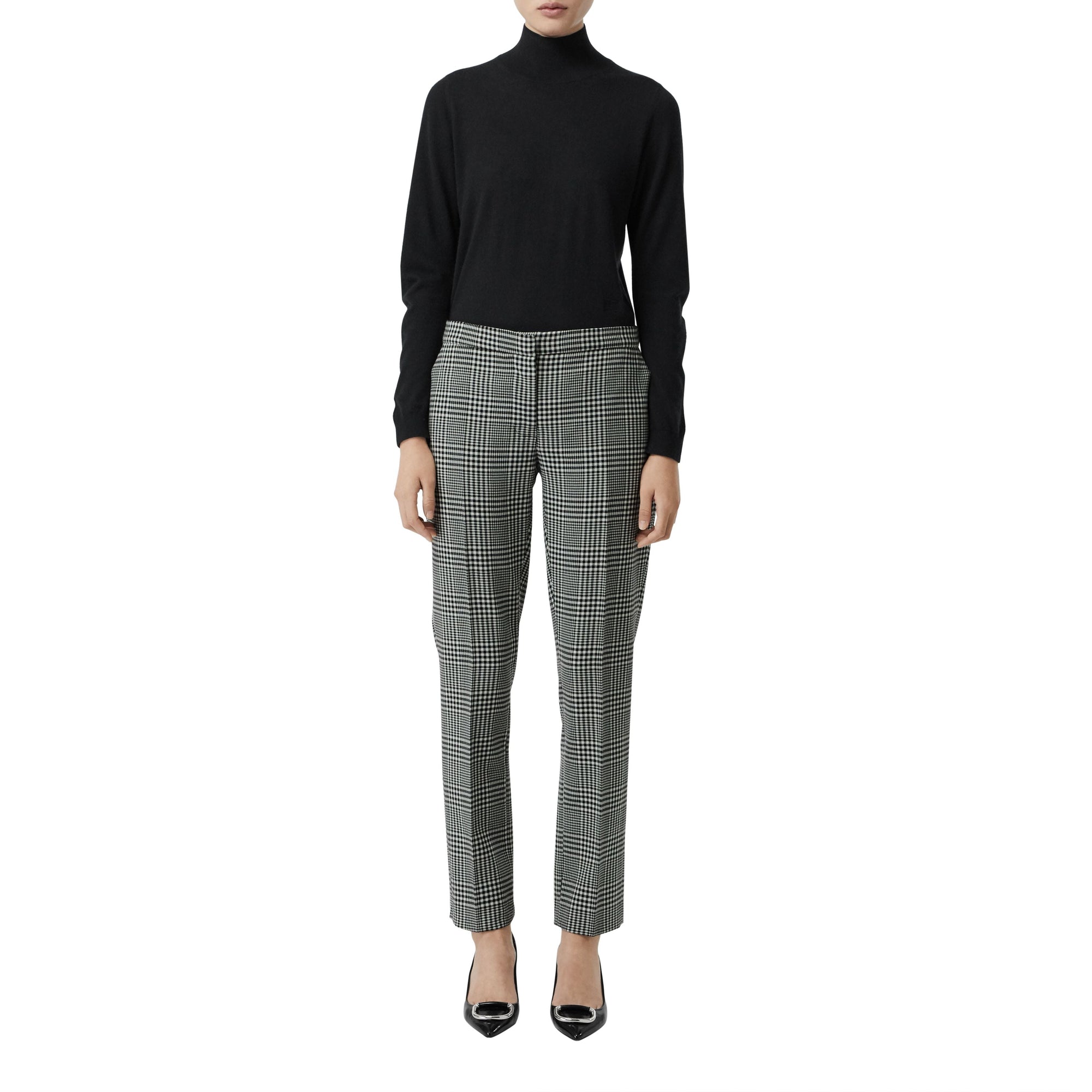 Pantalon droit en laine à motif check Prince de Galles - Mist Green Check